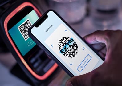 mobile app with qr code on screen