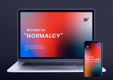 Laptop and mobile phone with the start page of the applicatoin