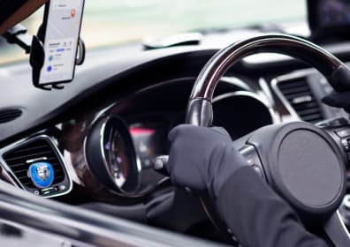 Wheel and instrument panel in the car